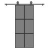  Sliding Door with Hardware Set 90x205 cm Tempered Glass&Aluminium Size 90 x 205 cm (200 cm) Quantity in Package 1 Model 3x2 grids Pattern dark transparent 