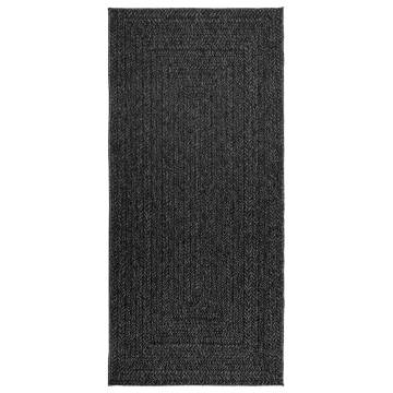 Rug ZIZUR Anthracite 100x200 cm | Jute Look Indoor & Outdoor