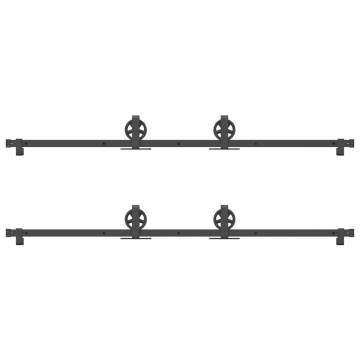 Sliding Door Hardware Kit 183 cm Steel Black - Hipomarket