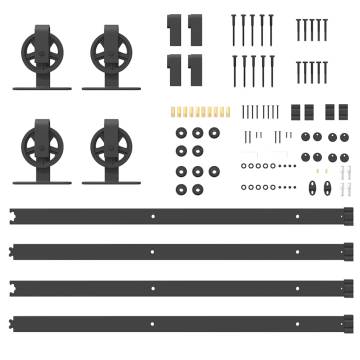 Sliding Door Hardware Kit 183 cm Steel Black - Hipomarket