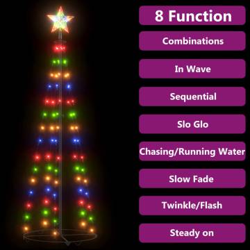 Colorful Christmas Cone Tree with 70 LEDs - 50x120 cm Decoration