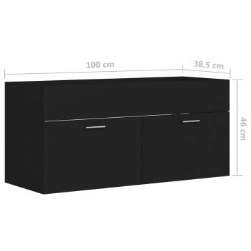 Sink Cabinet Black 100x38.5 cm - Stylish Bathroom Storage