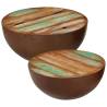  Bowl-shaped Coffee Tables 2 pcs Solid Wood Reclaimed Colour multicolour Size 50 x 25 cm Quantity in Package 2 