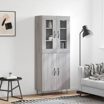 Stylish Highboard Grey Sonoma - 69.5x34x180 cm