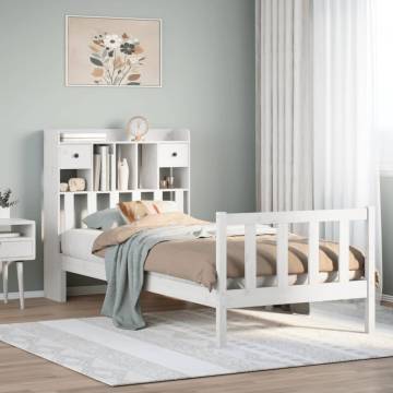 Bookcase Bed without Mattress White - 75x190 cm Solid Wood