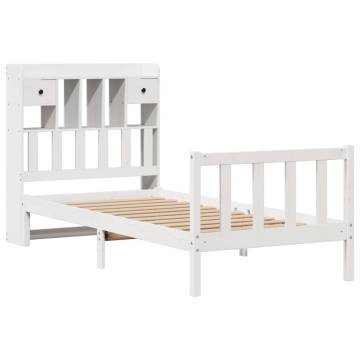 Bookcase Bed without Mattress White - 75x190 cm Solid Wood