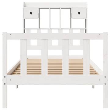 Bookcase Bed without Mattress White - 75x190 cm Solid Wood