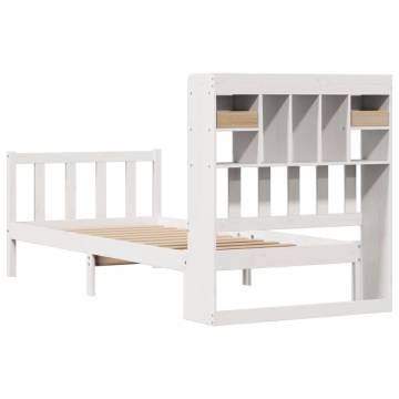 Bookcase Bed without Mattress White - 75x190 cm Solid Wood