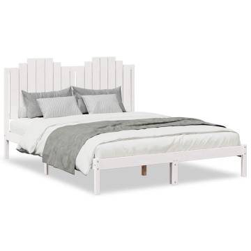 Extra Long White Bed Frame 140x210 cm - Durable Solid Wood