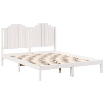 Extra Long White Bed Frame 140x210 cm - Durable Solid Wood