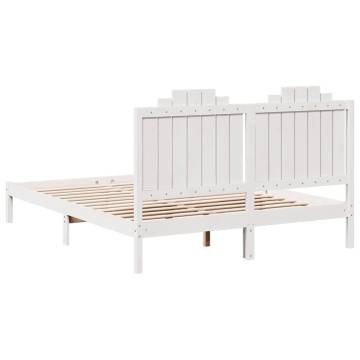 Extra Long White Bed Frame 140x210 cm - Durable Solid Wood