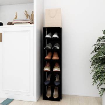 Shoe Cabinet Black - Durable Engineered Wood - 27.5x27x102cm