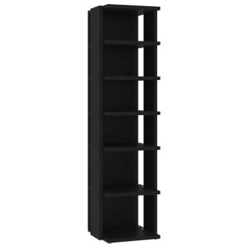 Shoe Cabinet Black - Durable Engineered Wood - 27.5x27x102cm