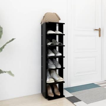 Shoe Cabinet Black - Durable Engineered Wood - 27.5x27x102cm