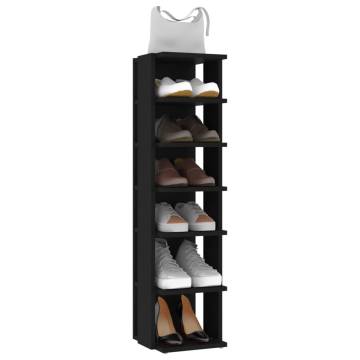 Shoe Cabinet Black - Durable Engineered Wood - 27.5x27x102cm