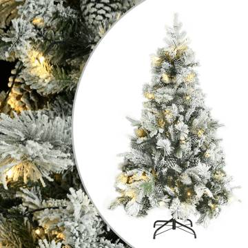 Pre-lit Christmas Tree with Flocked Snow & Cones - 120 cm