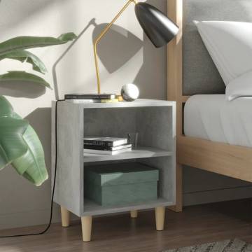 Scandinavian Bed Cabinets with Solid Wood Legs - 2 pcs Grey