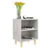 Scandinavian Bed Cabinets with Solid Wood Legs - 2 pcs Grey