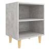 Scandinavian Bed Cabinets with Solid Wood Legs - 2 pcs Grey