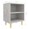 Scandinavian Bed Cabinets with Solid Wood Legs - 2 pcs Grey