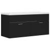 Stylish Black Sink Cabinet with Built-in Basin - Hipomarket