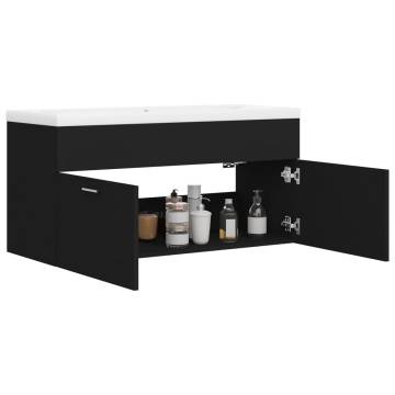 Stylish Black Sink Cabinet with Built-in Basin - Hipomarket