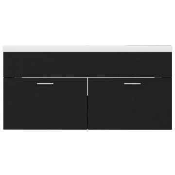 Stylish Black Sink Cabinet with Built-in Basin - Hipomarket