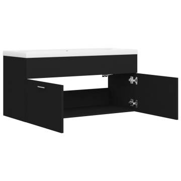 Stylish Black Sink Cabinet with Built-in Basin - Hipomarket