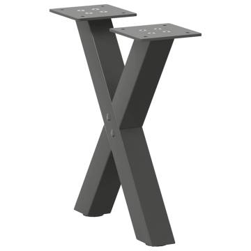 X-Shaped Coffee Table Legs - Anthracite Steel - 2 pcs