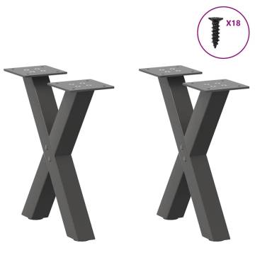 X-Shaped Coffee Table Legs - Anthracite Steel - 2 pcs