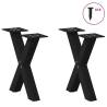 X-Shaped Coffee Table Legs - Black Steel | 2 pcs | 40x(30-31) cm