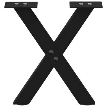 X-Shaped Coffee Table Legs - Black Steel | 2 pcs | 40x(30-31) cm