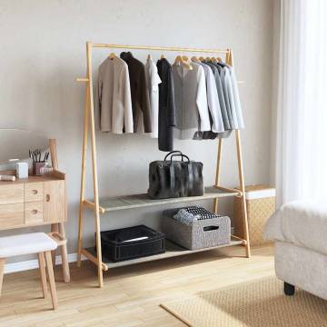 Bamboo Clothes Rack with Shelves - 132x45.5x150.5 cm