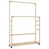 Bamboo Clothes Rack with Shelves & Wheels - 90x35x155 cm