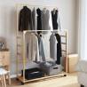 Bamboo Clothes Rack with Shelves & Wheels - 90x35x155 cm