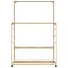 Bamboo Clothes Rack with Shelves & Wheels - 90x35x155 cm