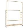 Bamboo Clothes Rack with Shelves & Wheels - 90x35x155 cm