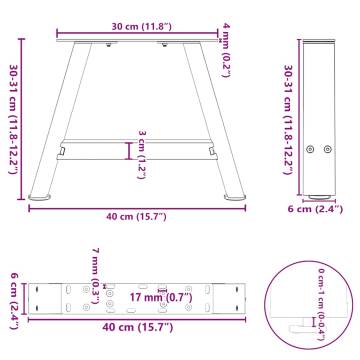 A-Shaped Coffee Table Legs - 2 pcs White 40x(30-31) cm Steel