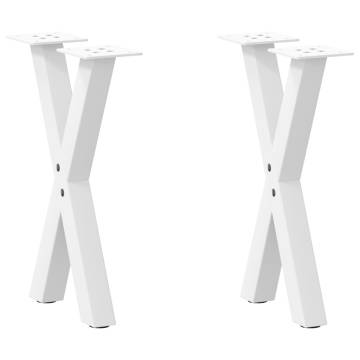 X-Shaped Coffee Table Legs - White Steel (2 pcs) | HipoMarket