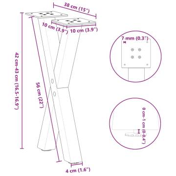 X-Shaped Coffee Table Legs - White Steel (2 pcs) | HipoMarket