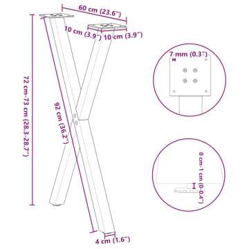 X-Shaped Dining Table Legs - Anthracite Steel | Hipomarket UK