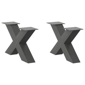 X-Shaped Coffee Table Legs - Anthracite Steel (60x30-31cm)