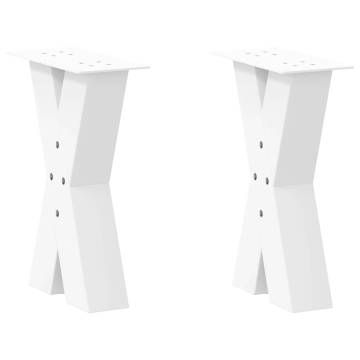 X-Shaped Coffee Table Legs - 2 pcs White Steel - 28x(42-43) cm