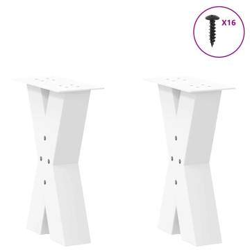 X-Shaped Coffee Table Legs - 2 pcs White Steel - 28x(42-43) cm