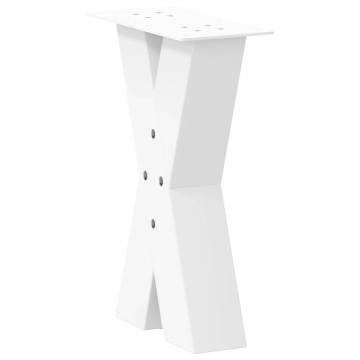 X-Shaped Coffee Table Legs - 2 pcs White Steel - 28x(42-43) cm