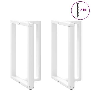 Bar Table Legs T-Shaped - 2 pcs White Steel 60x35x(91-92) cm