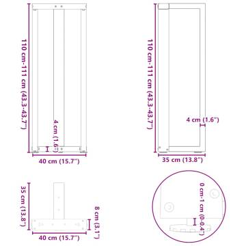 Bar Table Legs T-Shaped 2 pcs White Steel - Durable & Stylish