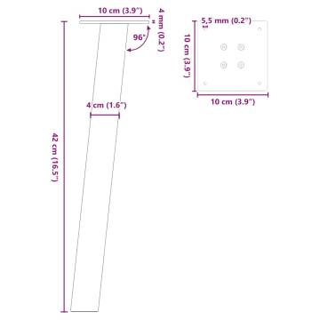 Coffee Table Legs 4 pcs Natural Steel 42 cm - Hipomarket UK