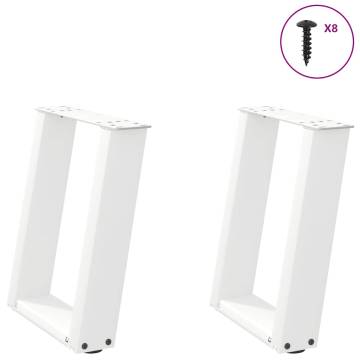 U-Shaped Coffee Table Legs - White Steel (28x42-43 cm) - 2 pcs