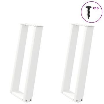 U-Shaped Console Table Legs - White Steel - 38x(72-73)cm